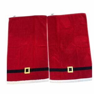 Set of 2 Ritz Christmas hand towels Santa belt design